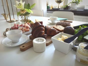 Close-up of breakfast on table