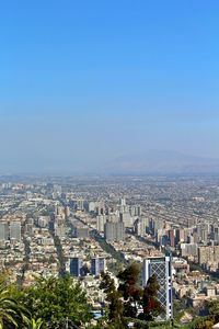 High angle view of cityscape against clear sky