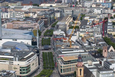 High angle view of buildings in city