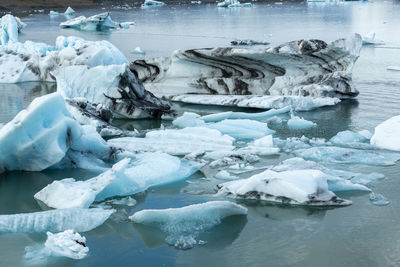 Aerial view of frozen lake