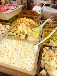 High angle view of food for sale in market