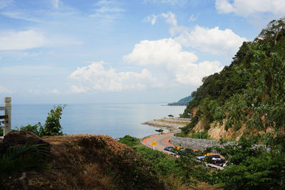 High angle view of sea against sky