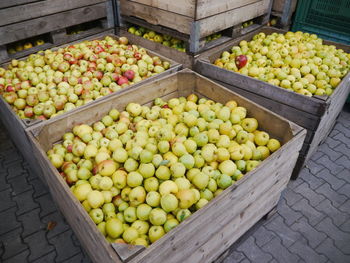 High angle view of fruits for sale in market