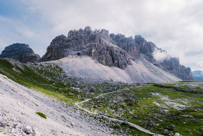 Scenic view of rocky mountains against sky