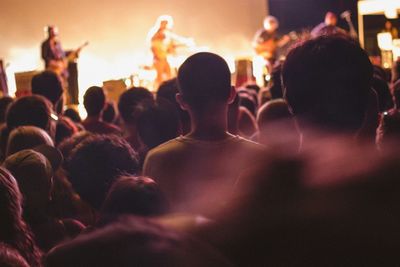 Rear view of people enjoying in music concert