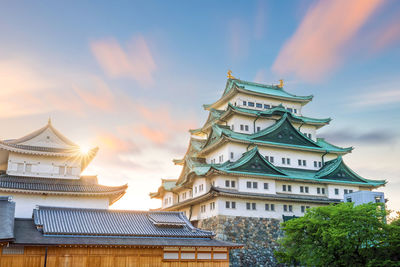 Low angle view of building against sky during sunset