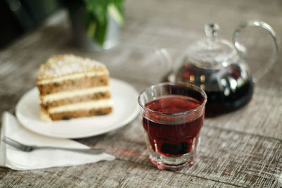 Close-up of tea served on table