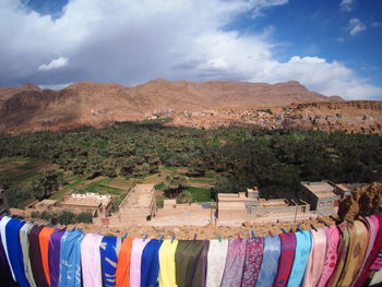 Clothes drying on clothesline against sky