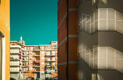 Low angle view of residential buildings against sky