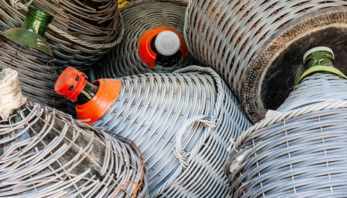 Full frame shot of stack of metal