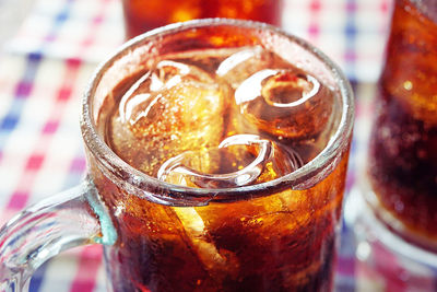 Close-up of ice cream in glass on table