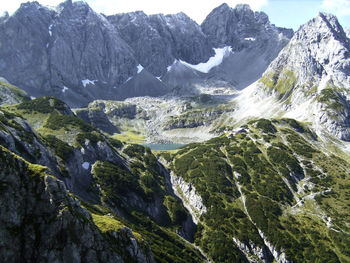 Scenic view of snowcapped mountains