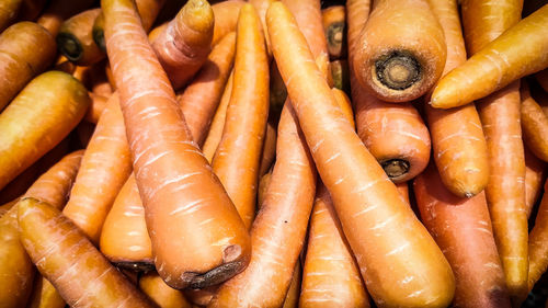 High angle view of vegetables for sale at market stall