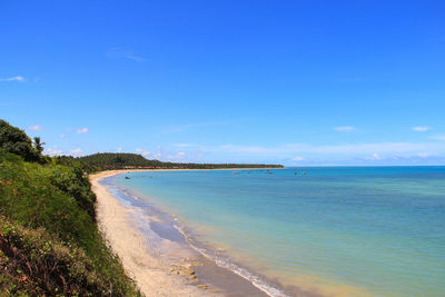 Scenic view of sea against blue sky