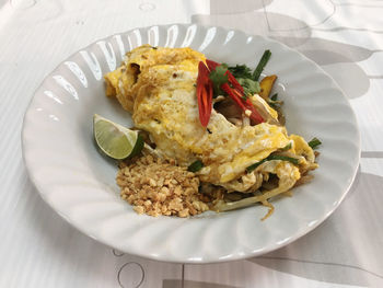 High angle view of meal served in plate