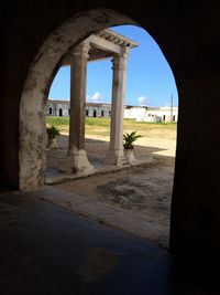 Built structure seen through window