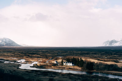 Scenic view of lake against sky