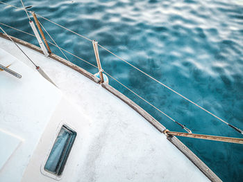 High angle view of sailboat in swimming pool