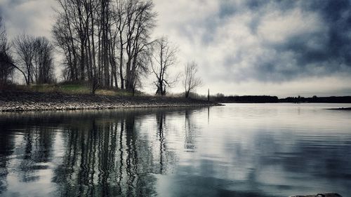 Scenic view of lake against sky