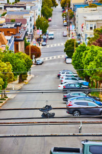 High angle view of city street