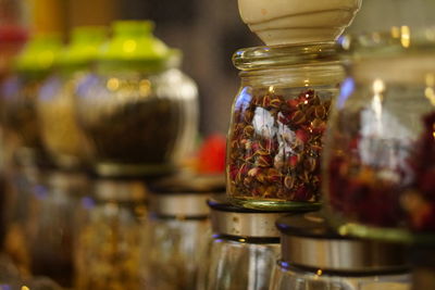 Close-up of jar on table