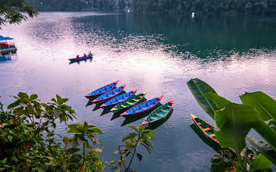 Evening view of fewa lake at pokhara, nepal