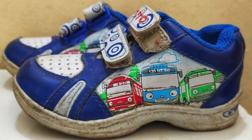 High angle view of shoes on table