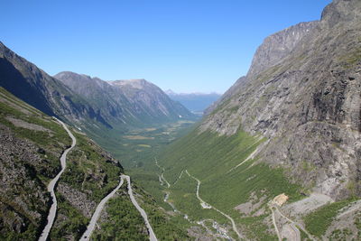 Scenic view of mountains against clear sky