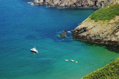 Scenic view of boats in sea