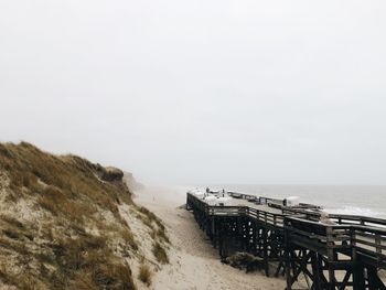 Scenic view of beach against clear sky