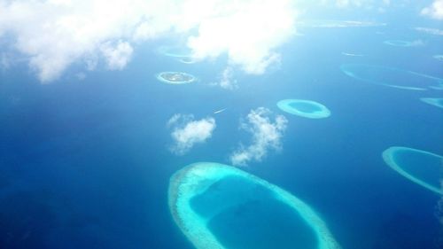 Bubbles in calm blue sea