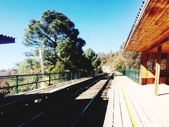 View of railway tracks along buildings