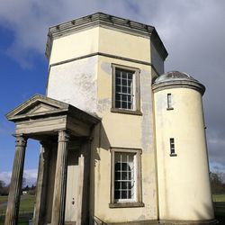 Low angle view of old building against sky