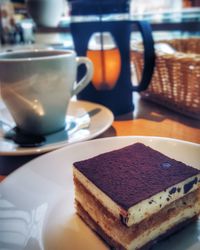 Close-up of coffee served on table