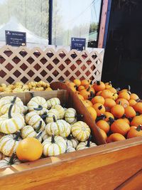 Fruits in crate for sale at market stall