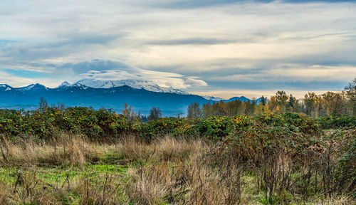 Scenic view of mountains against sky