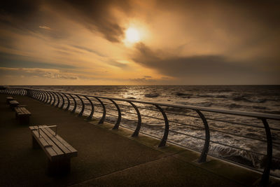 Scenic view of sea against sky at sunset