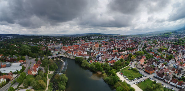 High angle view of townscape against sky