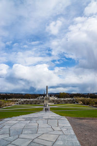 Mid distance view of vigeland sculpture park against sky