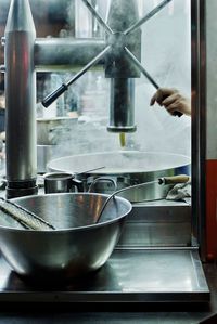 Close-up of preparing food in kitchen