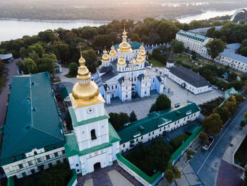 High angle view of buildings in city