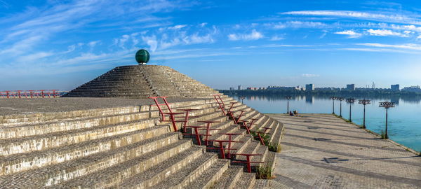 Dnipro, ukraine. ball of desires on the dnipro embankment in ukraine on a sunny summer day