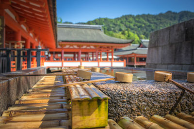 Row of temple against building