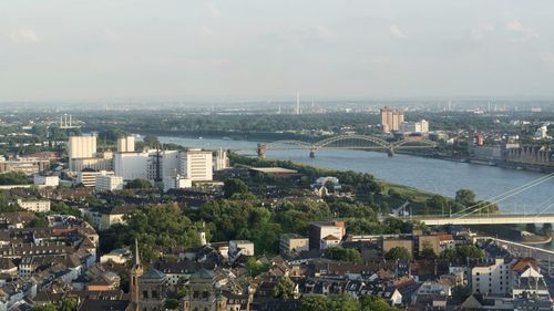 High angle view of buildings in city