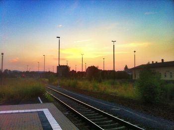 Railroad track at sunset