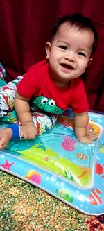 Portrait of cute boy at home