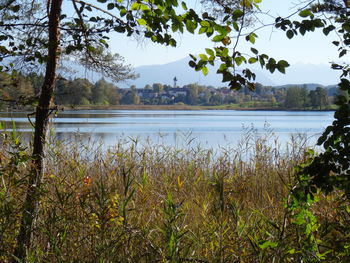 Scenic view of lake against sky