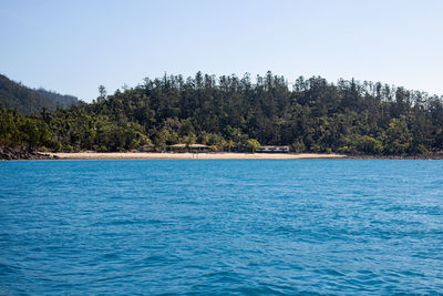 Scenic view of sea against clear sky