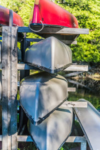 Close-up of boat against trees