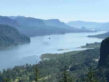 Scenic view of lake against clear sky